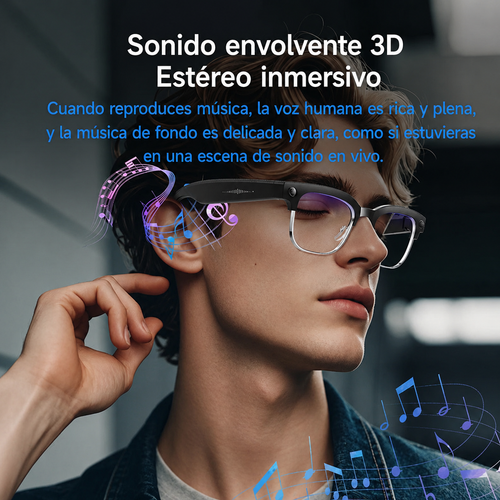 Gafas inteligentes con IA para fotos y vídeos: cámara HD de 8 MP, traducción inteligente, captura de imágenes y reconocimiento de objetos.