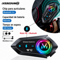 Auriculares Bluetooth 800 mAh para casco de moto, impermeables, con asistente de voz, manos libres inalámbricos para moto