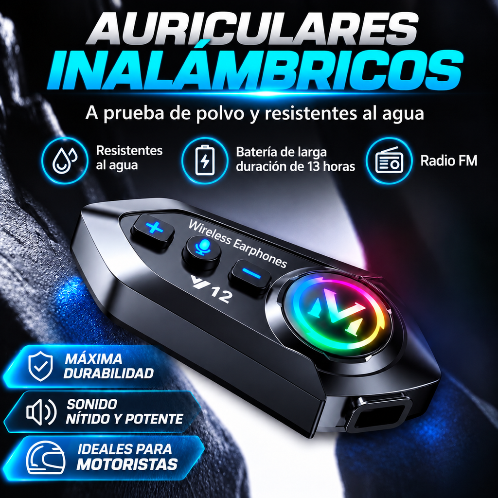 Auriculares Bluetooth 800 mAh para casco de moto, impermeables, con asistente de voz, manos libres inalámbricos para moto
