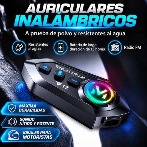Auriculares Bluetooth 800 mAh para casco de moto, impermeables, con asistente de voz, manos libres inalámbricos para moto