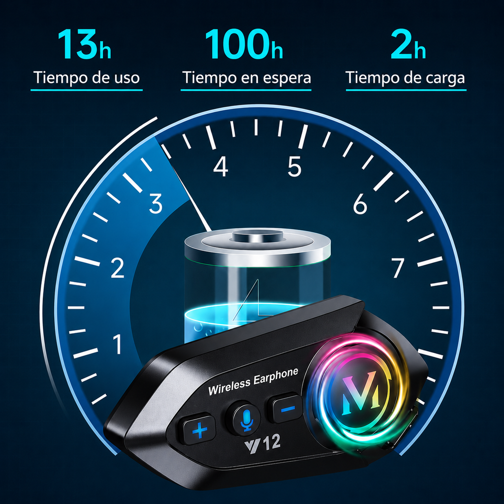 Auriculares Bluetooth 800 mAh para casco de moto, impermeables, con asistente de voz, manos libres inalámbricos para moto