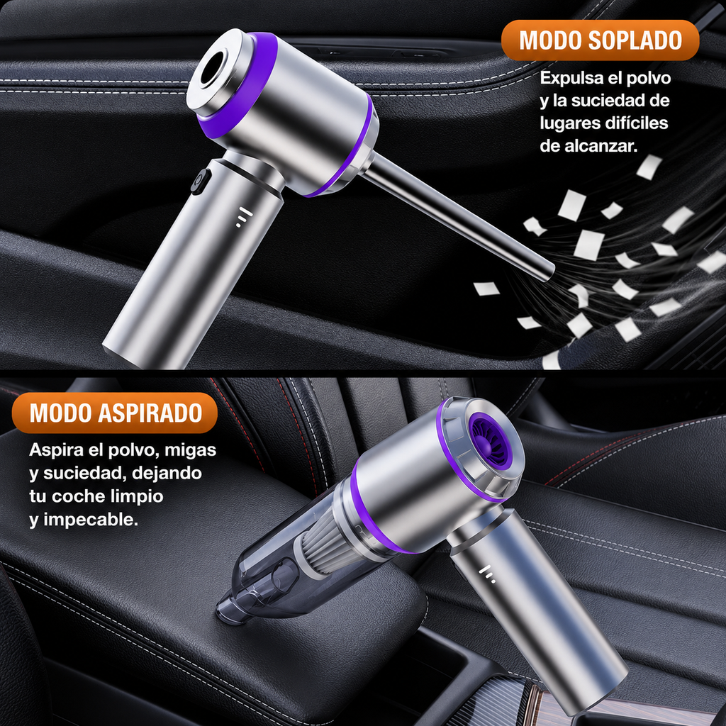 Mini Aspiradora y Soplador de Mano 3 en 1 para Coche y Hogar