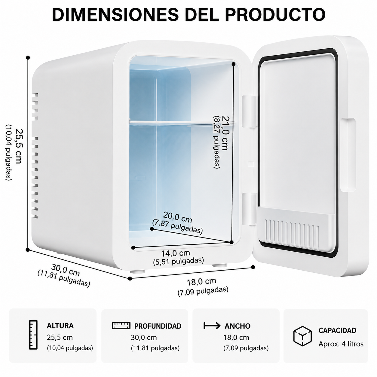Mini Nevera Portátil 2 en 1 (Frío/Calor) • Espejo LED Táctil Conexión Coche y Casa (4L/6L)