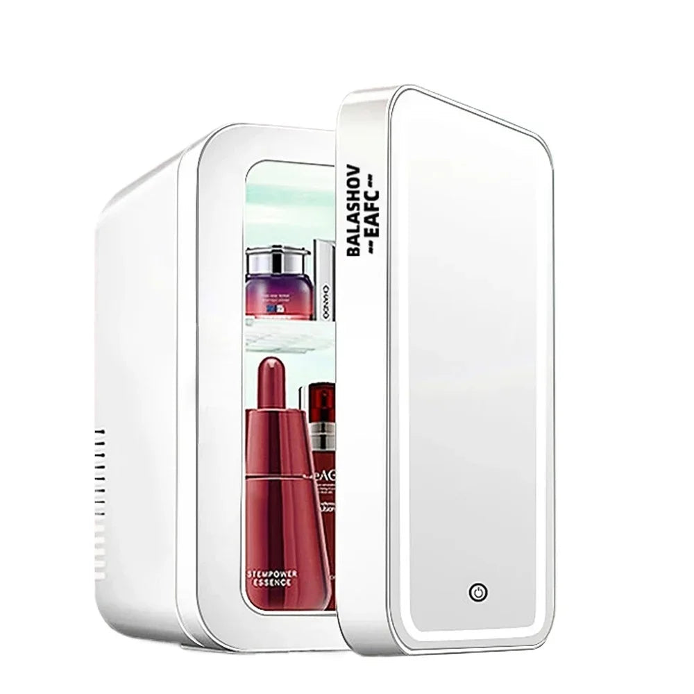 Mini Nevera Portátil 2 en 1 (Frío/Calor) • Espejo LED Táctil Conexión Coche y Casa (4L/6L)