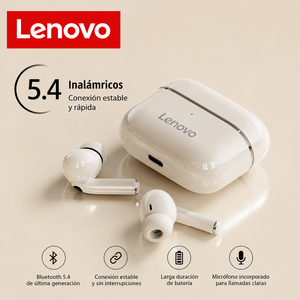 Auriculares Inalámbricos Lenovo EA230 True Wireless – Bluetooth 5.4, Sonido Envolvente Dolby Atmos y Cancelación de Ruido Inteligente