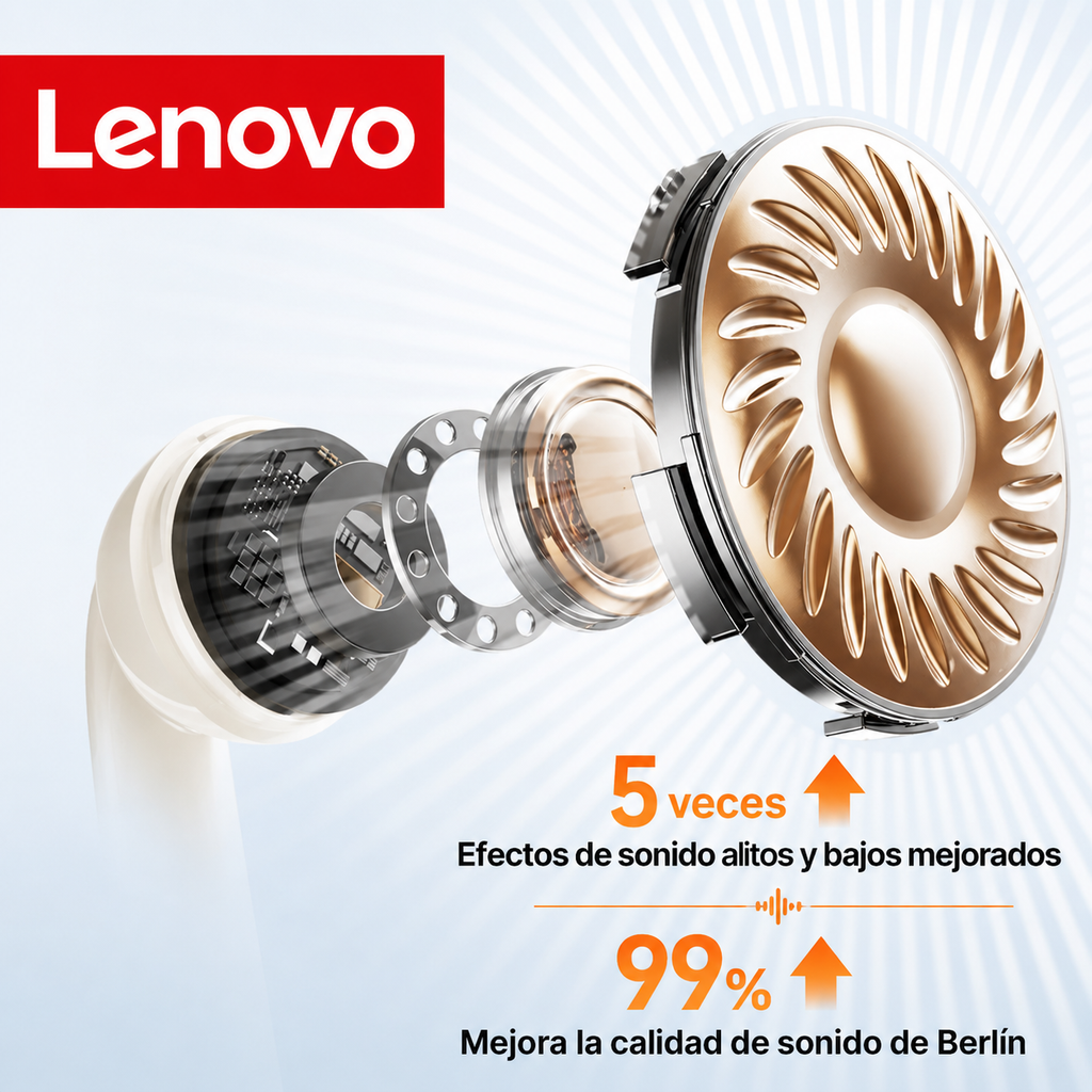 Auriculares Inalámbricos Lenovo EA230 True Wireless – Bluetooth 5.4, Sonido Envolvente Dolby Atmos y Cancelación de Ruido Inteligente