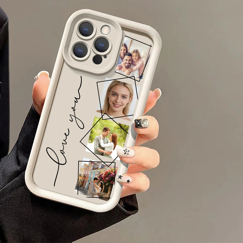 Funda personalizada para iPhone con Collage de Fotos y Frase "Love You"