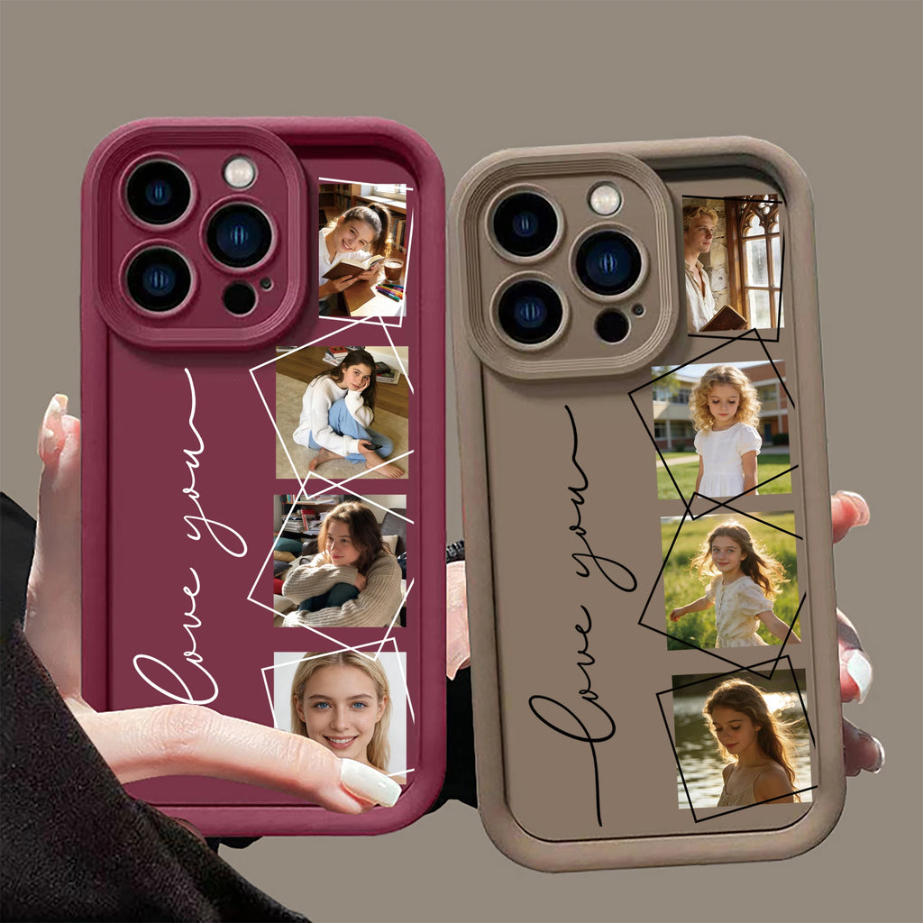 Funda personalizada para iPhone con Collage de Fotos y Frase "Love You"