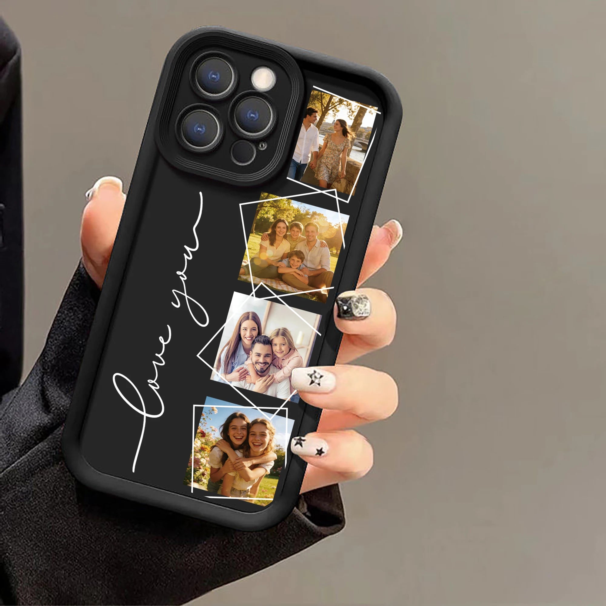 Funda personalizada para iPhone con Collage de Fotos y Frase "Love You"
