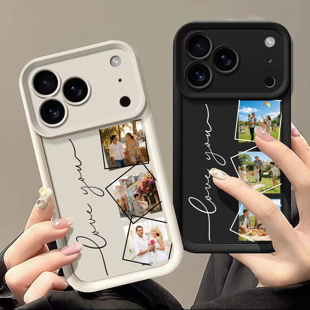 Funda personalizada para iPhone con Collage de Fotos y Frase "Love You"